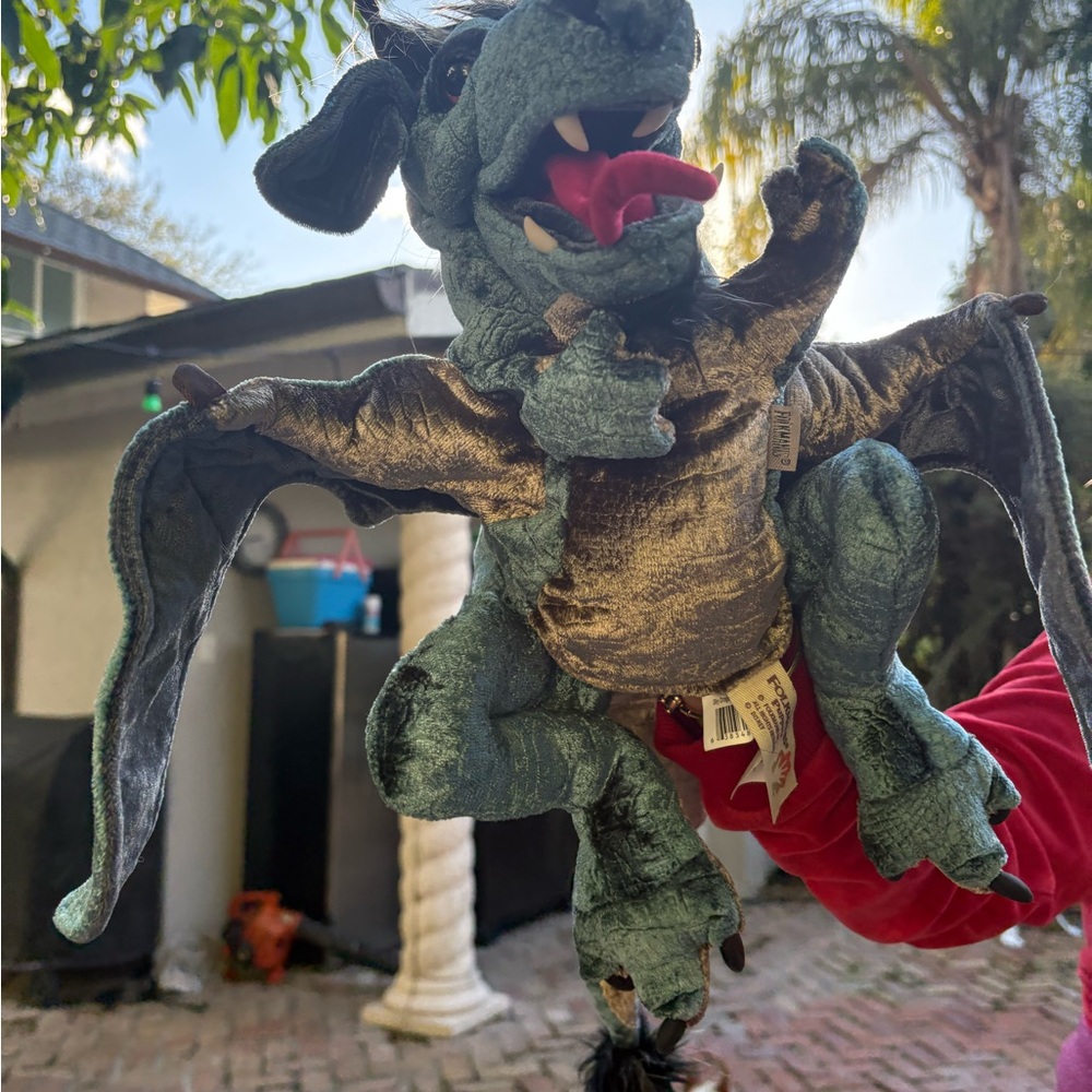 Plush Dragon Toy - Green and Gray